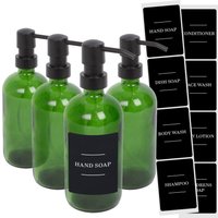 Glass Soap Dispensers Labels Pack 4 Green