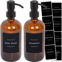 Glass Soap Dispensers Labels Pack 2 Orange