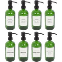 Glass Soap Dispensers Labels Pack 8 Green