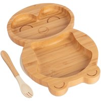 Bamboo Weaning Plate & Fork - Penguin - Divided Toddler Dining Set in