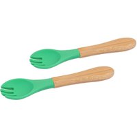 2x Bamboo Silicone Tip Forks Soft Feeding Weaning Fork