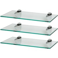 Harbour Housewares 3x Floating Glass Shelves - 40cm - Bathroom Shower Storage Display in Silver