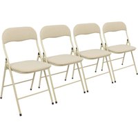 Harbour Housewares Fabric Padded Metal Folding Chair - Pack of 4 in Beige