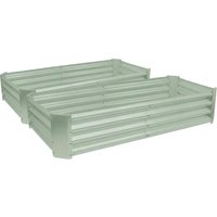 Harbour Housewares Raised Garden Beds - 2x Rectangular Bottomless Galvanised Steel Planter 180 x 90cm in Green | Size: 180 x 90 cm