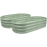 Harbour Housewares Raised Garden Beds - 2x Rounded Bottomless Galvanised Steel Planter 120 x 60cm in Green | Size: 120 x 60 cm