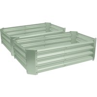 Harbour Housewares Raised Garden Beds - 2x Rectangular Bottomless Galvanised Steel Planter 120 x 60cm in Green | Size: 120 x 60 cm