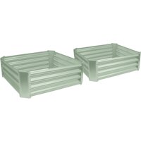 Harbour Housewares Raised Garden Beds - 2x Square Bottomless Galvanised Steel Planter 90 x 90cm in Green | Size: 90 x 90 cm