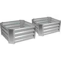 Harbour Housewares Raised Garden Beds - 2x Square Bottomless Galvanised Steel Planter 60 x 60cm in Silver | Size: 60 x 60 cm