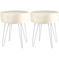 Round Velvet Footstools H40 x D35cm Silver Legs Pack 2