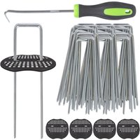 Harbour Housewares 120pc Weed Membrane Fixing Set with Removal Tool - 15cm in Silver