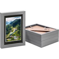 Nicola Spring Photo Frames with 4" x 6" Mount - 5" x 7" - White Mount - Pack of 5 in Grey