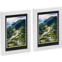 Nicola Spring Photo Frames with 4" x 6" Mount - 5" x 7" - Ivory Mount - Pack of 2 in White