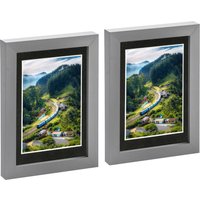 Nicola Spring Photo Frames with 4" x 6" Mount - 5" x 7" - White Mount - Pack of 2 in Grey