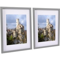 Nicola Spring 2x Photo Frame with White A4 Mount - A3 (12" x 17") Picture Display in Grey