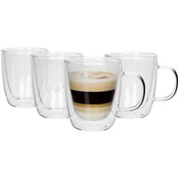 Rink Drink Double-Walled Glass Coffee Cups Set - 386ml - Pack of 4 in Clear