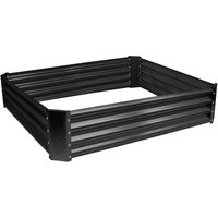 Harbour Housewares Raised Garden Bed - Square Bottomless Galvanised Steel Planter 120 x 120cm in Black | Size: 120 x 120 cm
