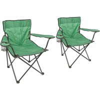 Folding Canvas Camping Chairs Matt Pack 2 Green