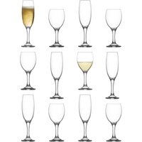 LAV 12pc Empire Wine Glasses & Champagne Flutes Set in Clear