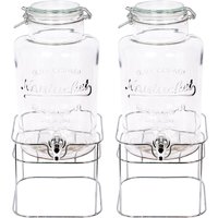 Rink Drink Glass Drinks Dispensers with Tap 6.5L Pack of 2 in Silver