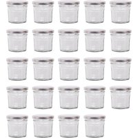 Argon Tableware 90ml Glass Jam Jars - Set of 24 - Empty Screw Top Preserving Jar in Silver