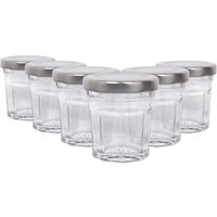 Argon Tableware 30ml Glass Jam Jars - Set of 6 - Empty Screw Top Preserving Jar in Silver