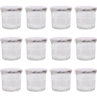 Argon Tableware 130ml Glass Jam Jars - Set of 12 - Empty Screw Top Preserving Jar in Silver