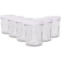 Argon Tableware 250ml Glass Jam Jars - Set of 6 - Empty Screw Top Preserving Jar in White