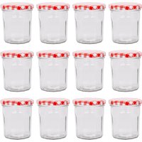 Argon Tableware 250ml Glass Jam Jars - Set of 12 - Empty Screw Top Preserving Jar in Red