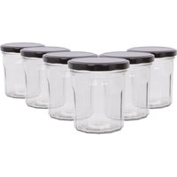 Argon Tableware 250ml Glass Jam Jars - Set of 6 - Empty Screw Top Preserving Jar in Black