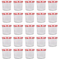 Argon Tableware 130ml Glass Jam Jars - Set of 24 - Empty Screw Top Preserving Jar in Red
