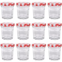 Argon Tableware 30ml Glass Jam Jars - Set of 12 - Empty Screw Top Preserving Jar in Red