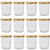 Argon Tableware 250ml Glass Jam Jars - Set of 12 - Empty Screw Top Preserving Jar in Gold