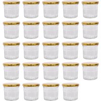 Argon Tableware 130ml Glass Jam Jars - Set of 24 - Empty Screw Top Preserving Jar in Gold
