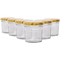 Argon Tableware 90ml Glass Jam Jars - Set of 6 - Empty Screw Top Preserving Jar in Gold