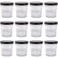 Argon Tableware 30ml Glass Jam Jars - Set of 12 - Empty Screw Top Preserving Jar in Black
