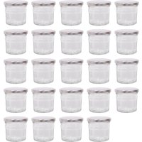 Argon Tableware 130ml Glass Jam Jars - Set of 24 - Empty Screw Top Preserving Jar in Silver