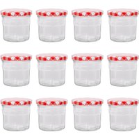 Argon Tableware 130ml Glass Jam Jars - Set of 12 - Empty Screw Top Preserving Jar in Red