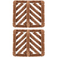 Nicola Spring Coir Knotted Scraper Door Mats - 35 x 30cm - Set of 2 in Brown | Size: 30 cm x 35 cm