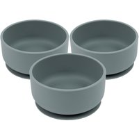 Tiny Dining 3pc Silicone Suction Bowls - Non-Slip Toddler Weaning Bowl Feeding Set in Dark Grey