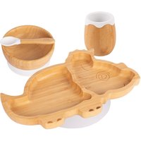 4pc Bamboo Suction Feeding Set Dinosaur Divided Set