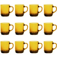 Duralex Versailles Glass Coffee Mugs - 260ml Cups - Pack of 12 in Yellow
