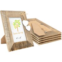Rustic Hearts Photo Frames 4 x 6" Pack 5 Natural