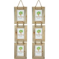 Rustic Wooden Hanging 3 Photo Frames 4 x 6" Pack 2