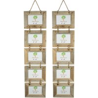 Rustic Wooden Hanging 5 Photo Frames 6 x 4" Pack 2