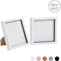 Nicola Spring 3D Box Photo Frames - 8 x 8" - Pack of 2 in White