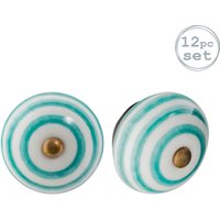 Nicola Spring Round Ceramic Cabinet Knobs Stripe - Pack of 12 in Turquoise | Size: 1000mm x 500mm