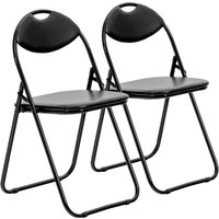 Harbour Housewares Padded Folding Chairs 44cm Pack of 2 in Black