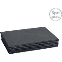 Argon Tableware Rectangle Slate Serving Platters 30 x 20cm Pack of 6 in Grey | Size: 30 x 20 cm