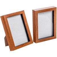 Nicola Spring 3D Box Photo Frames - 5 x 7" - Pack of 2 in Dark Brown
