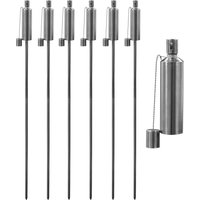 6x Outdoor Flame Torches Cylinder Metal Garden Fire Torch Lighting